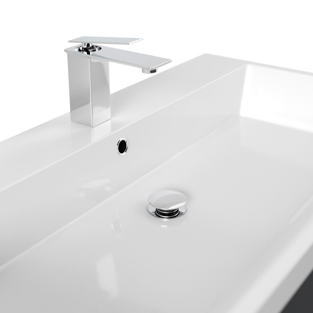 WASCHTISCHKOMBI 90 cm  - Graphitfarben/Weiß, Basics, Holzwerkstoff/Stein (90cm) - MID.YOU