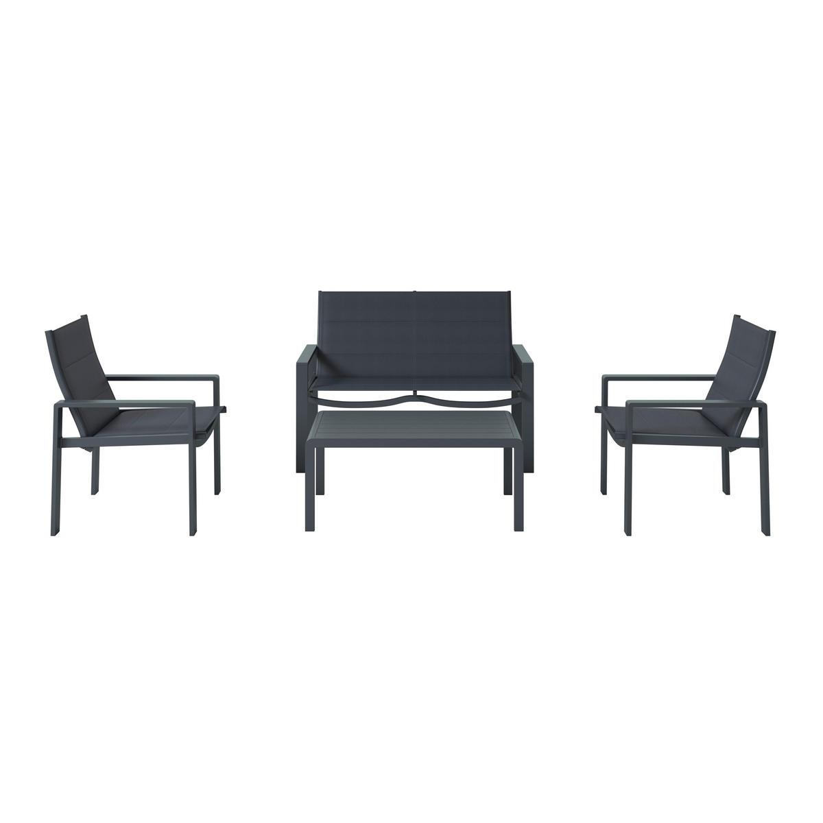 LOUNGEGARNITUR 4-teilig   Aluminium  - Dunkelgrau, MODERN, Textil/Metall - Luca Bessoni