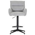 BARHOCKER Cord Hellgrau Stoffauswahl, Sitzfläche 360° drehbar  - Hellgrau/Schwarz, Design, Textil/Metall (54/98-120/58cm) - Novel