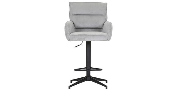 BARHOCKER Cord Hellgrau Stoffauswahl, Sitzfläche 360° drehbar  - Hellgrau/Schwarz, Design, Textil/Metall (54/98-120/58cm) - Novel