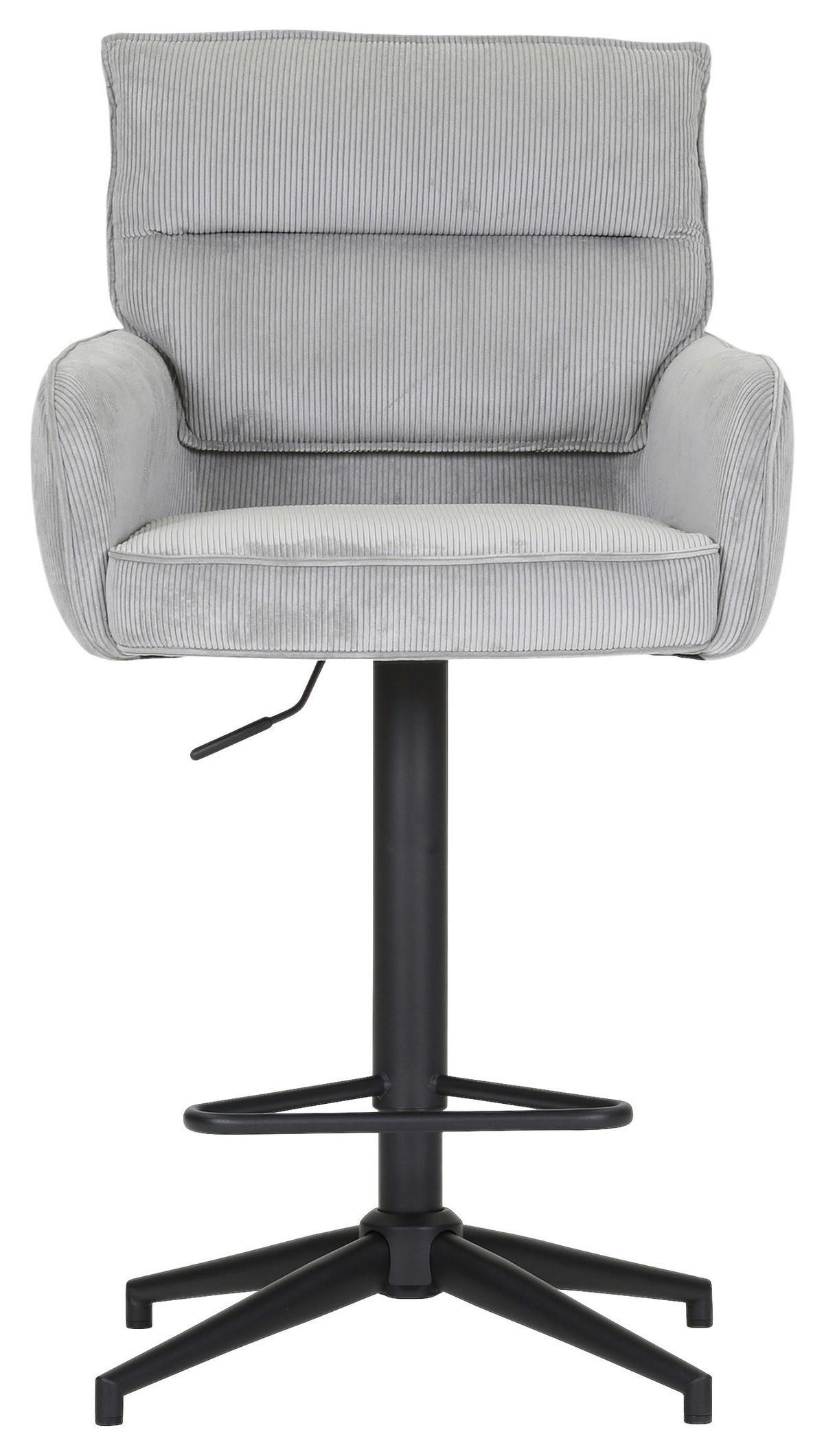 BARHOCKER Cord Hellgrau Stoffauswahl, Sitzfläche 360° drehbar  - Hellgrau/Schwarz, Design, Textil/Metall (54/98-120/58cm) - Novel