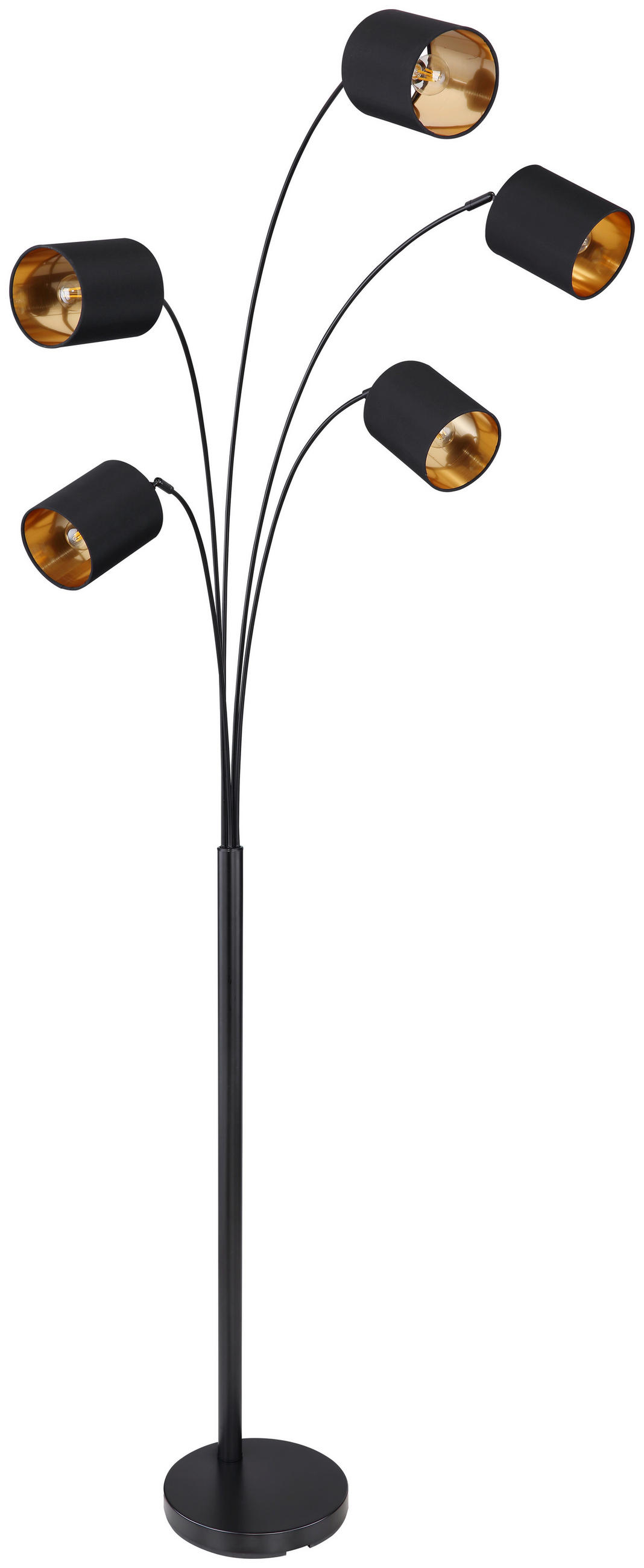 STEHLEUCHTE - Goldfarben/Schwarz, Design, Kunststoff/Textil (74/70/204cm) - Globo