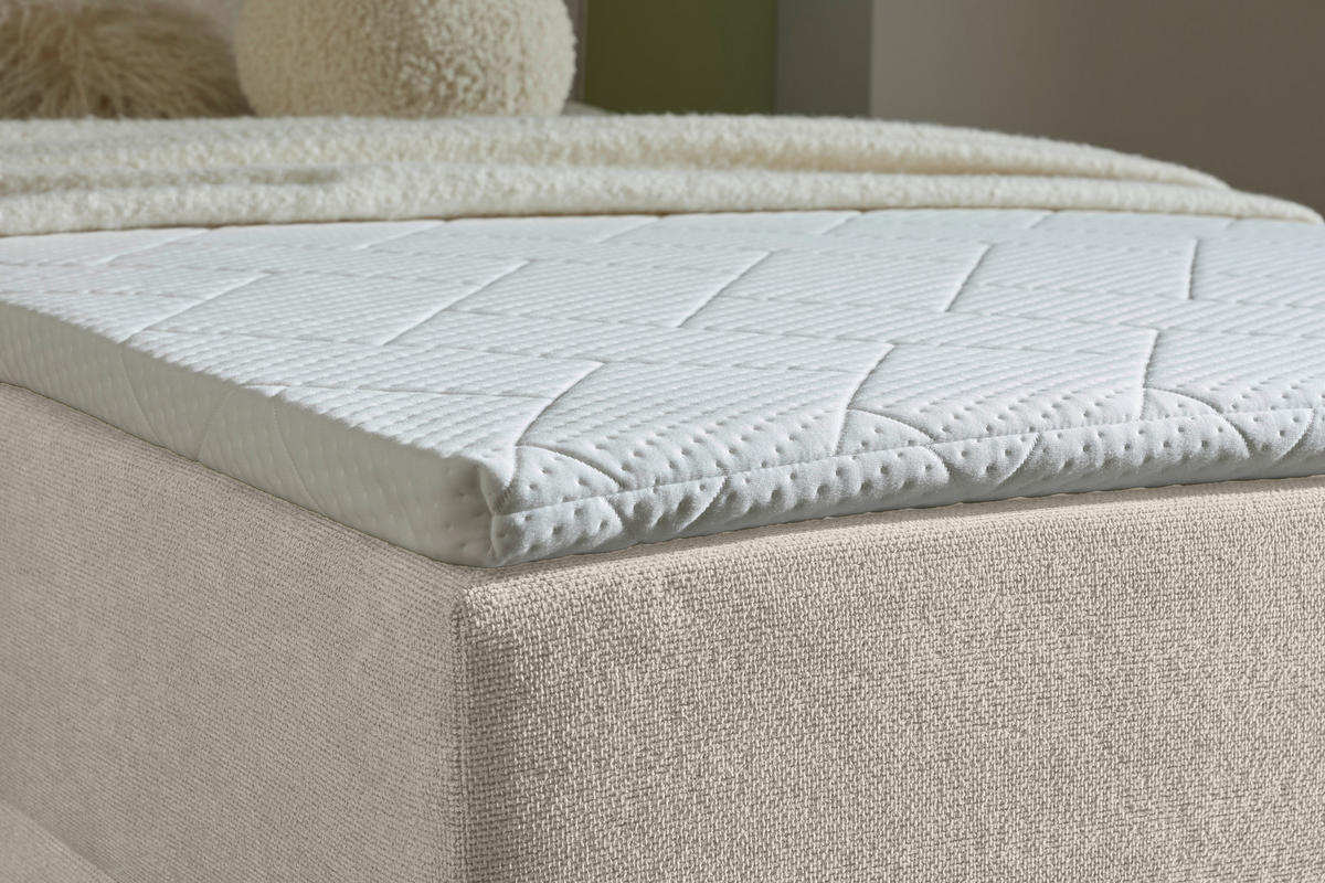 BOXBETT 120/200 cm  in Creme  - Chromfarben/Creme, Trend, Kunststoff/Textil (120/200cm) - Boxxx