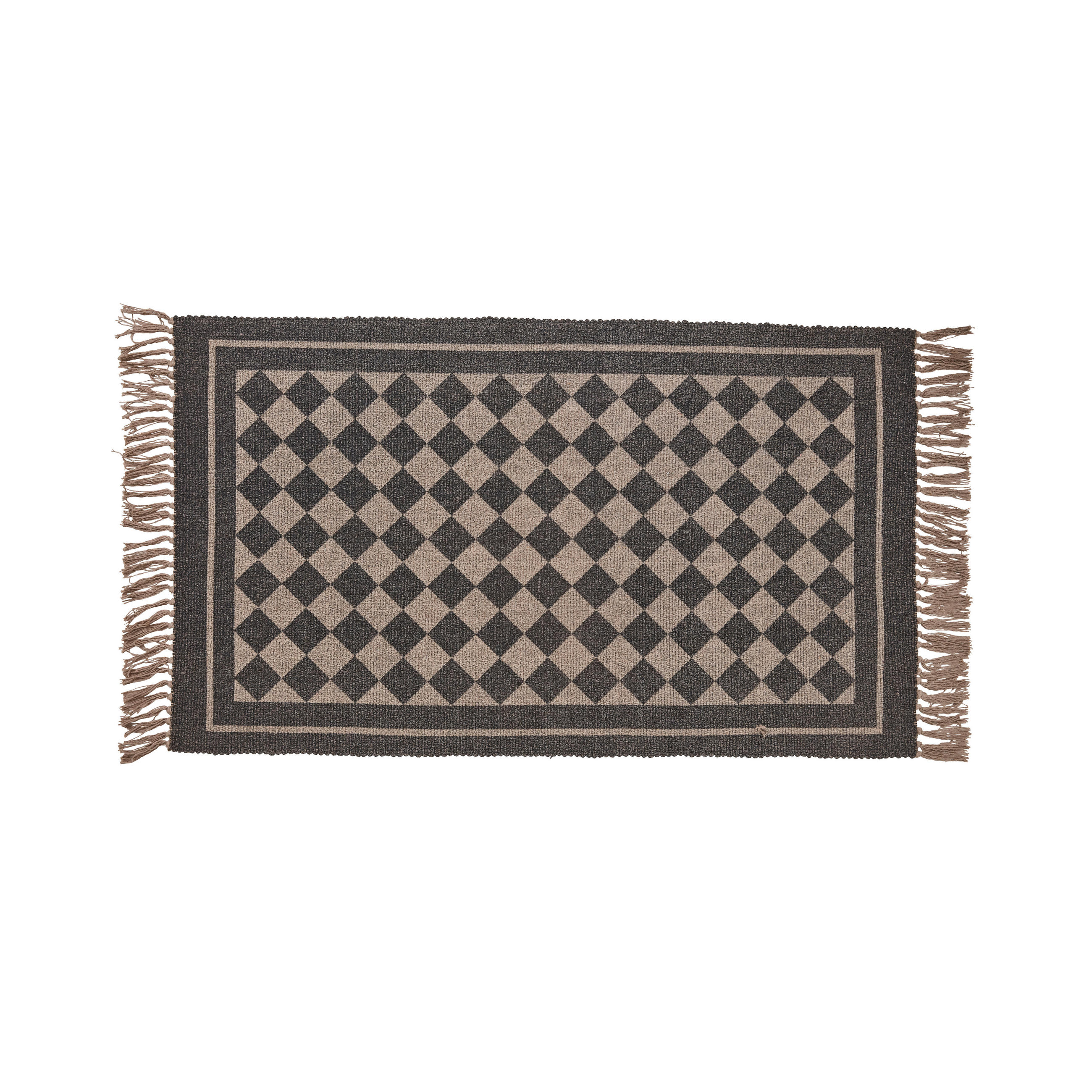 FLATVÄVD MATTA 140/200 cm Check  - ljusgrå/svart, Basics, textil (140/200cm)