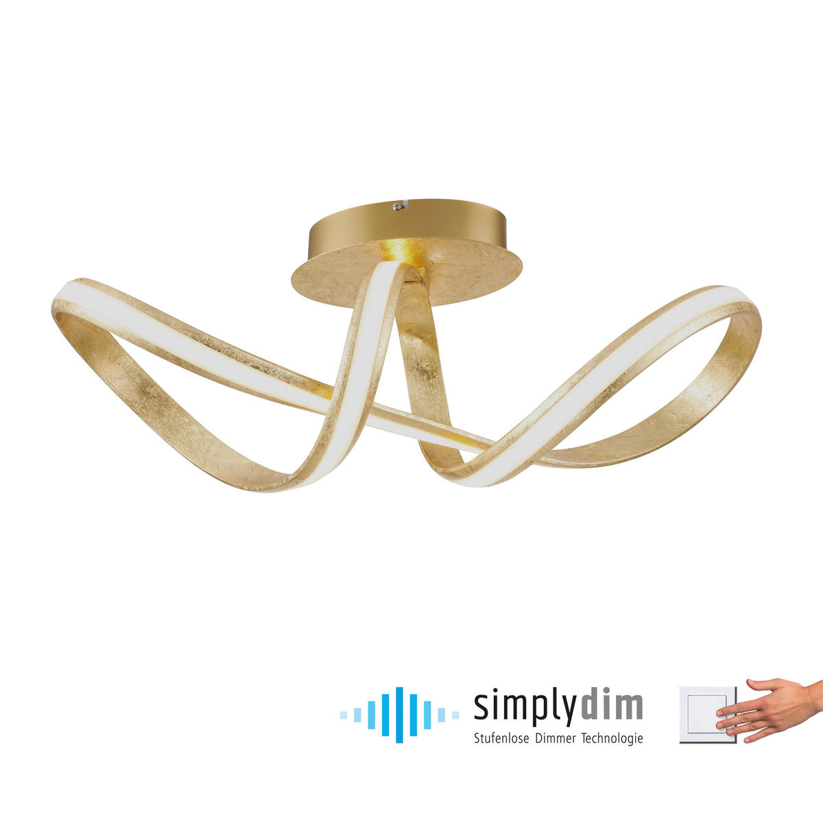 LED-DECKENLEUCHTE Melinda 64/24/24,5 cm   - Goldfarben, Design, Kunststoff/Metall (64/24/24,5cm) - Paul Neuhaus