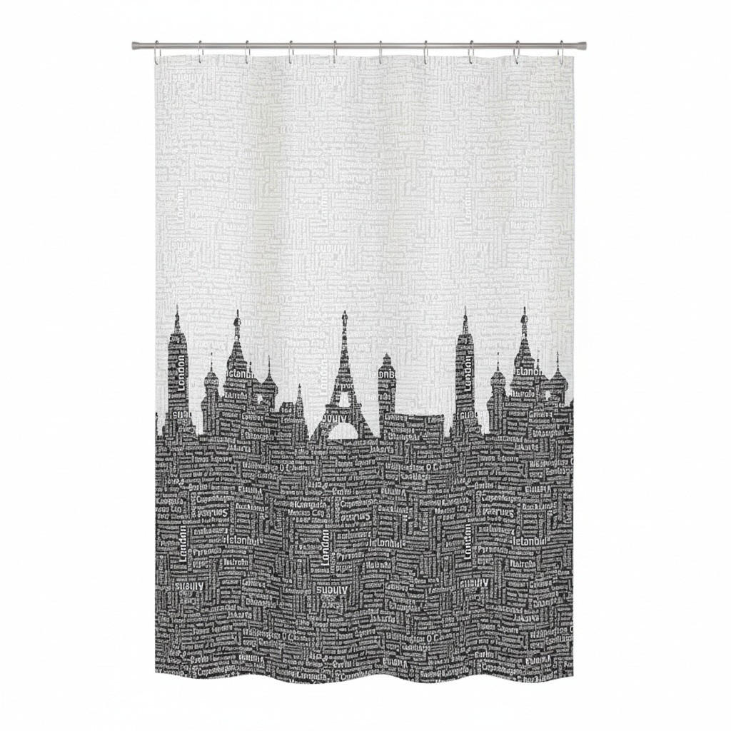 DUSCHVORHANG URBAN 180/200 cm  - Schwarz, Basics, Textil (180/200cm) - Spirella