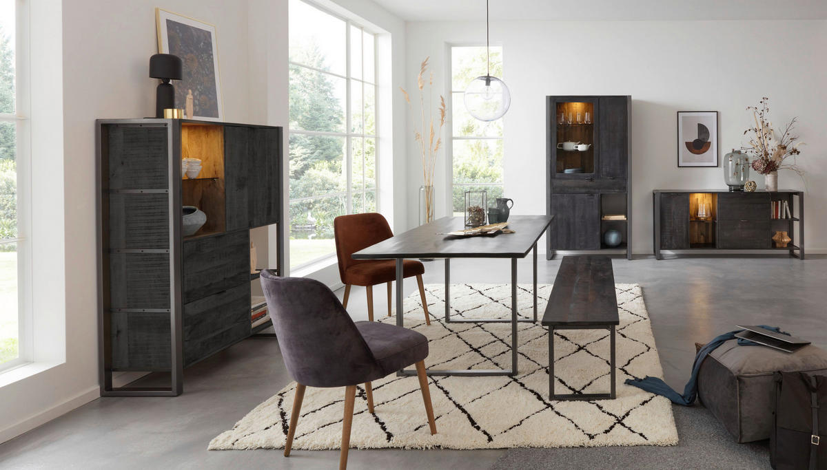 SIDEBOARD Stark Collection  in 180/82/40 cm  - Anthrazit/Schwarz, Basics, Glas/Holz (180/82/40cm) - Livetastic