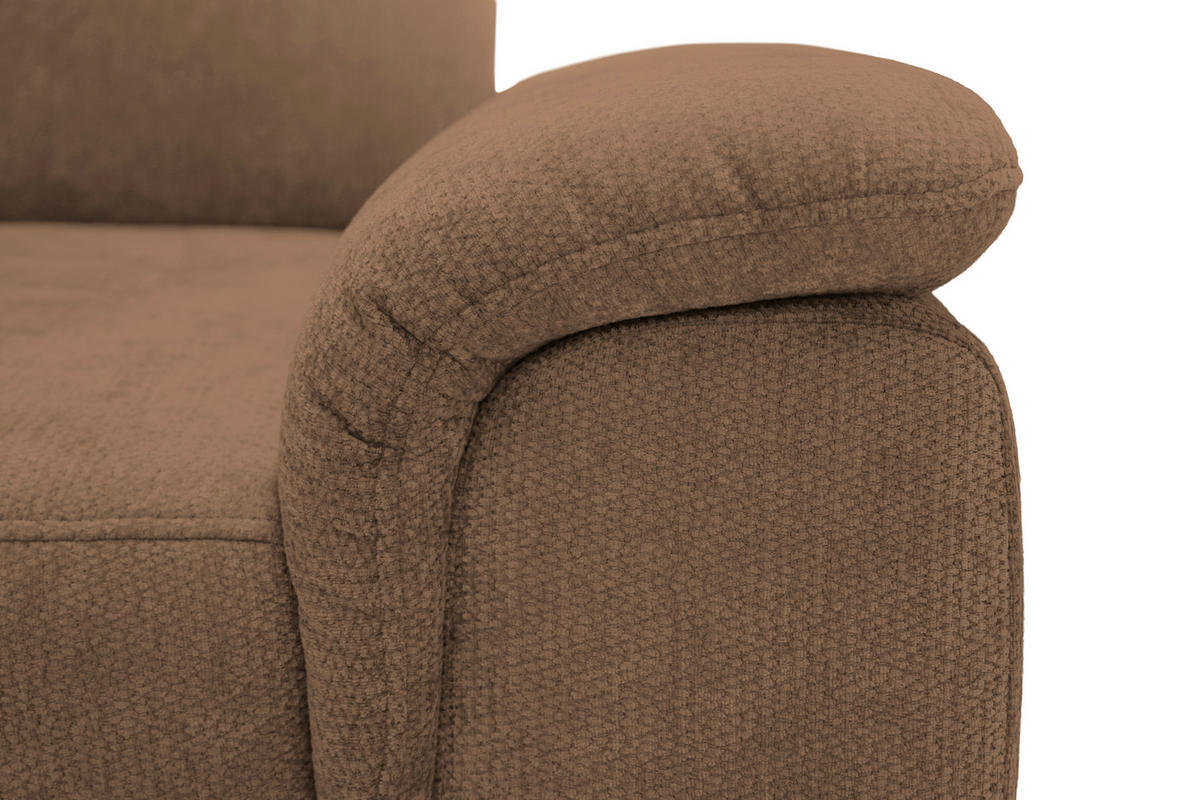 ECKSOFA Braun Chenille Bettkasten, Schlaffunktion, Rücken echt, Kopfteilverstellung, Liegefläche im Originalstoff  - Schwarz/Braun, KONVENTIONELL, Textil/Metall (206/265cm) - Carryhome