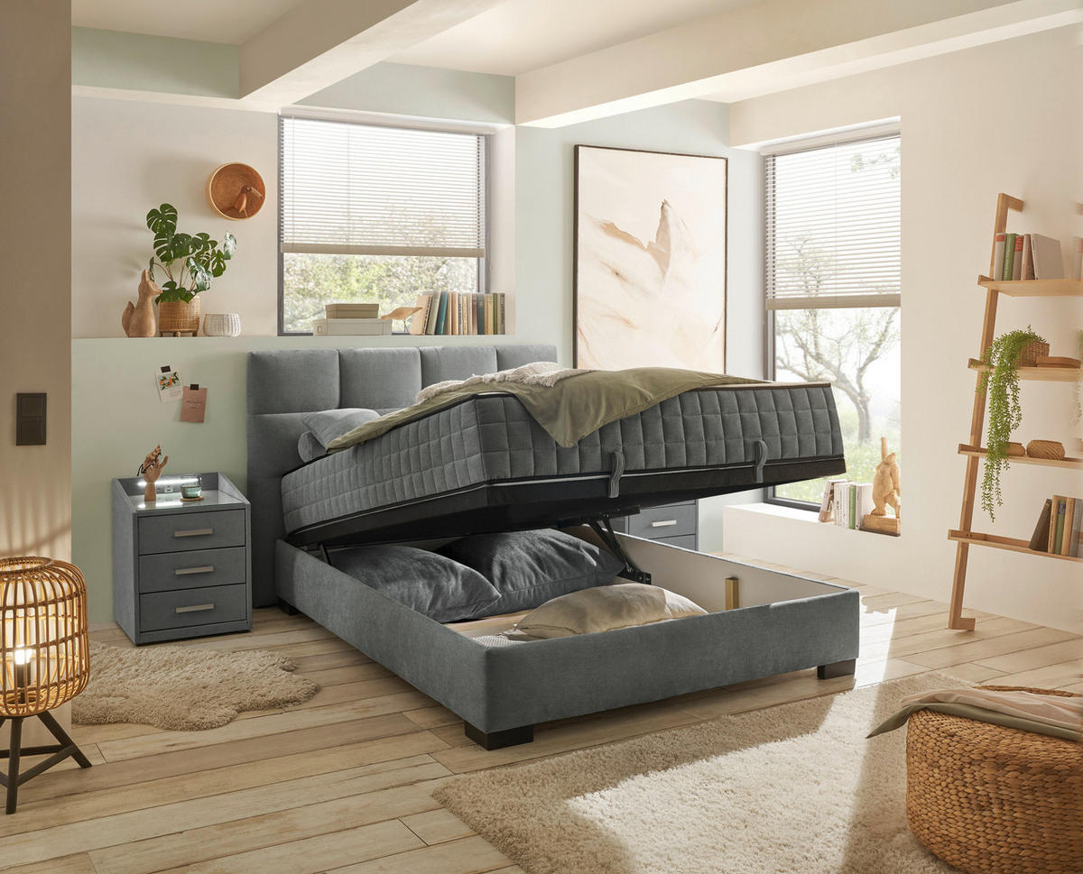 BOXBETT 120/200 cm  in Anthrazit  - Anthrazit/Schwarz, Modern, Holzwerkstoff/Kunststoff (120/200cm) - MID.YOU