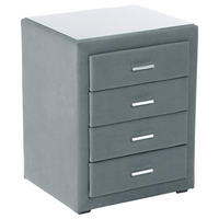NACHTSCHRANK 48/60/43 cm  - Chromfarben/Blaugrau, KONVENTIONELL, Glas/Kunststoff (48/60/43cm) - Beldomo - Sleep
