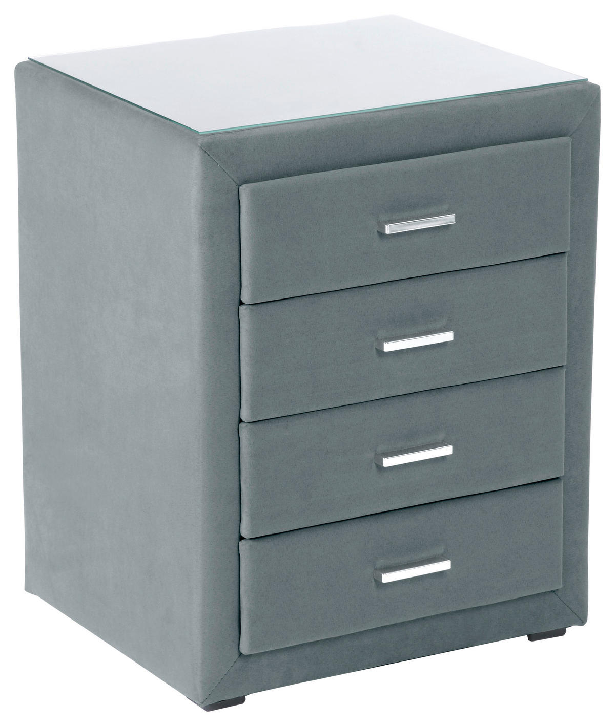 NACHTSCHRANK 48/60/43 cm  - Chromfarben/Blaugrau, KONVENTIONELL, Glas/Kunststoff (48/60/43cm) - Beldomo - Sleep