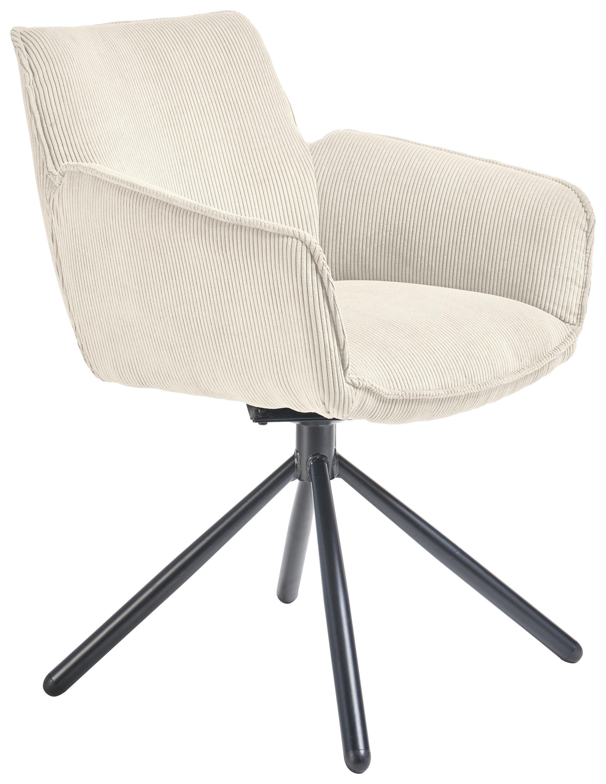 STOLIČKA S PODRÚČKAMI, kord, krémová - čierna/krémová, Design, kov/textil (60/84/65cm) - SetOne by Musterring