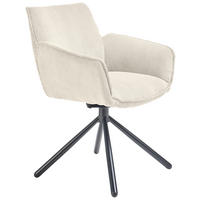 ARMLEHNSTUHL  automatische Rückholfunktion, Sitzfläche 180° drehbar, Stoffauswahl Cord  Creme  - Creme/Schwarz, Design, Textil/Metall (60/84/65cm) - SetOne by Musterring