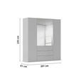 DREHTÜRENSCHRANK 201/235/61 cm,  in Graphitfarben, 4-türig  - Graphitfarben, Basics, Glas/Holzwerkstoff (201/235/61cm) - Novel