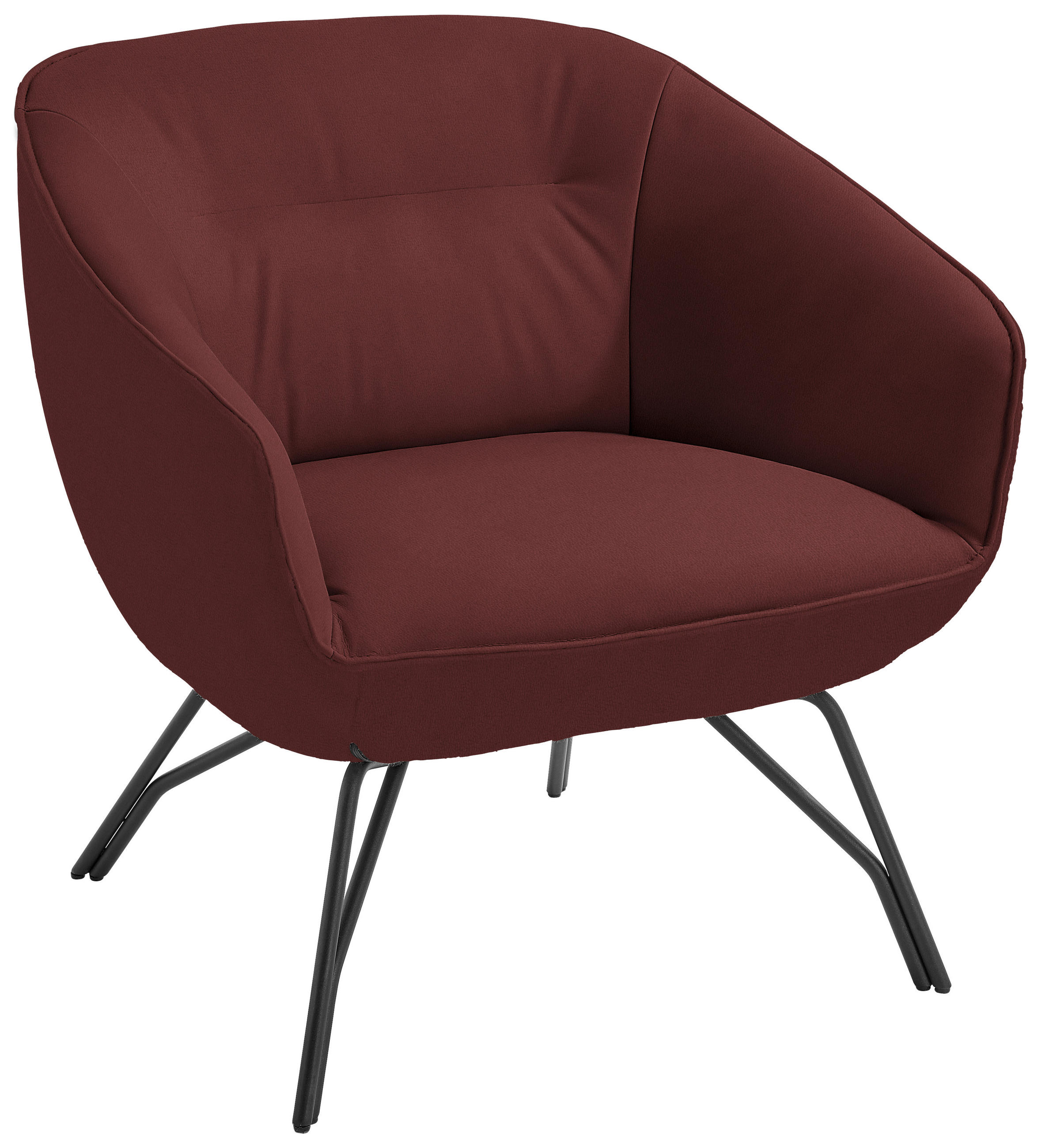 COCKTAILSESSEL in Echtleder Rot - Anthrazit/Rot, Design, Leder/Metall (76/80/73cm) - Joop!
