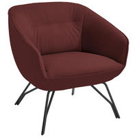 COCKTAILSESSEL in Echtleder Rot  - Anthrazit/Rot, Design, Leder/Metall (76/80/73cm) - Joop!