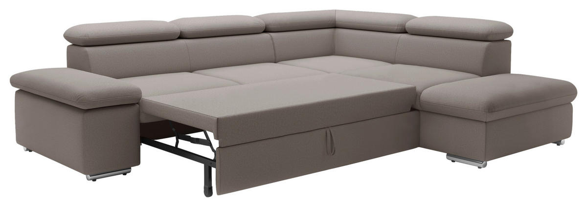 ECKSOFA inkl. Funktion in Flachgewebe Graubraun  - Graubraun, Modern, Textil/Metall (274/228cm) - Sit & More