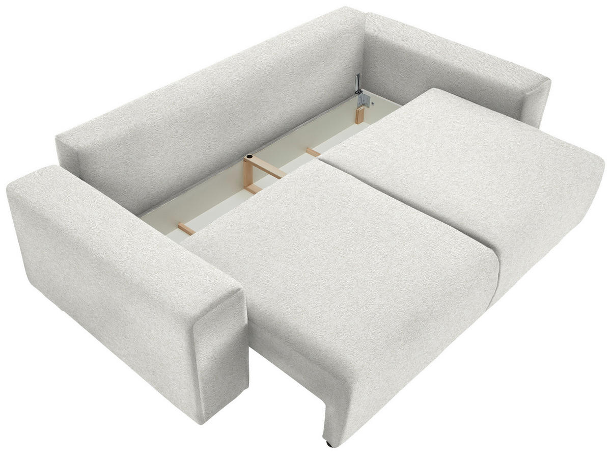 SCHLAFSOFA in Flachgewebe Beige  - Beige/Buchefarben, Konventionell, Holz/Kunststoff (255/86/123cm) - Livetastic