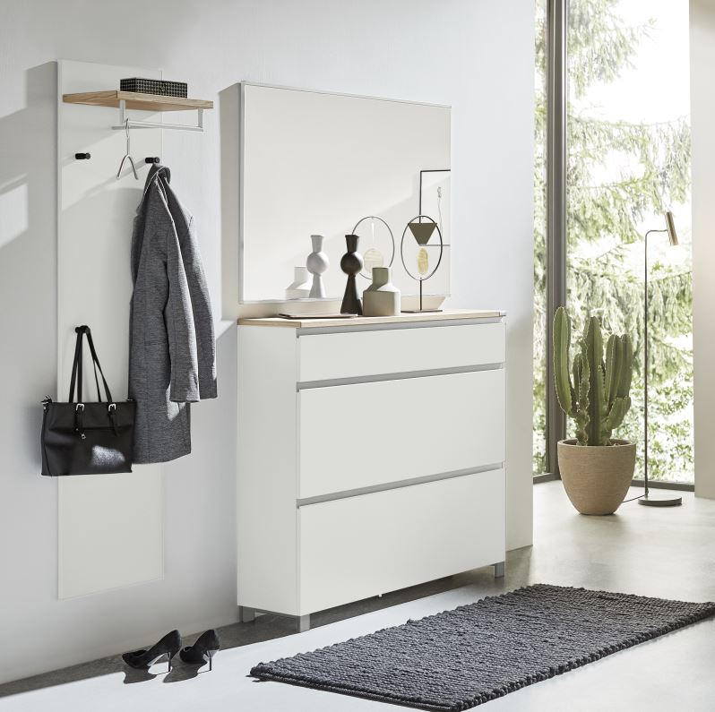 GARDEROBE Silberfarben, Weiß, Eichefarben - Eichefarben/Silberfarben, Design, Holz/Metall (180/193/31cm) - Dieter Knoll