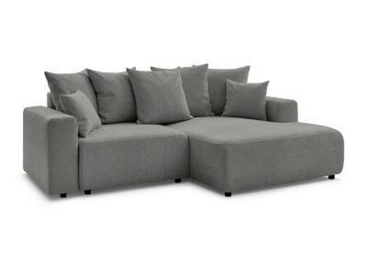 ECKSOFA Ottomane rechts  ATILLA Dunkelgrau Flachgewebe  - Dunkelgrau/Schwarz, MODERN, Kunststoff/Textil (244/149cm)