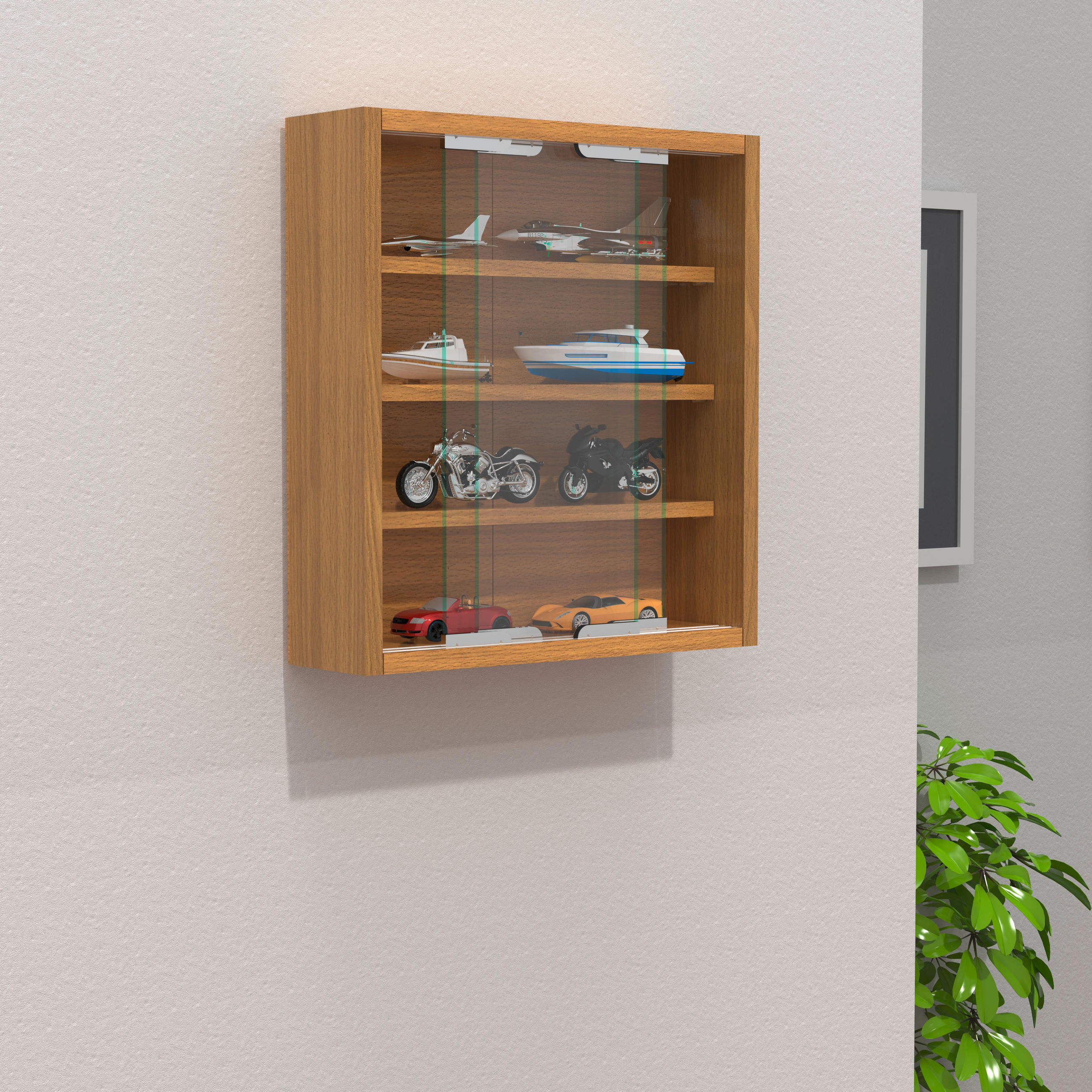 HÄNGEVITRINE in Buchefarben  - Silberfarben/Buchefarben, Modern, Glas/Holzwerkstoff (37/40/10cm) - MID.YOU