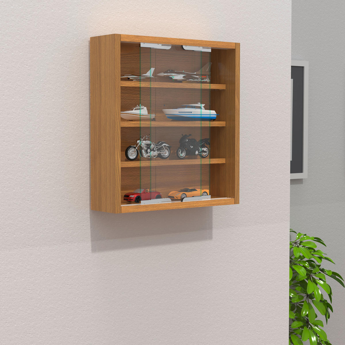 HÄNGEVITRINE in Buchefarben  - Silberfarben/Buchefarben, Modern, Glas/Holzwerkstoff (37/40/10cm) - MID.YOU