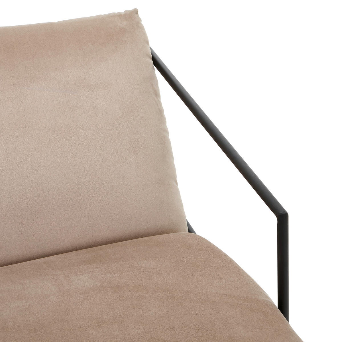 SOFA Samt Taupe  - Taupe/Schwarz, MODERN, Textil/Metall (129/75/87cm) - P & B
