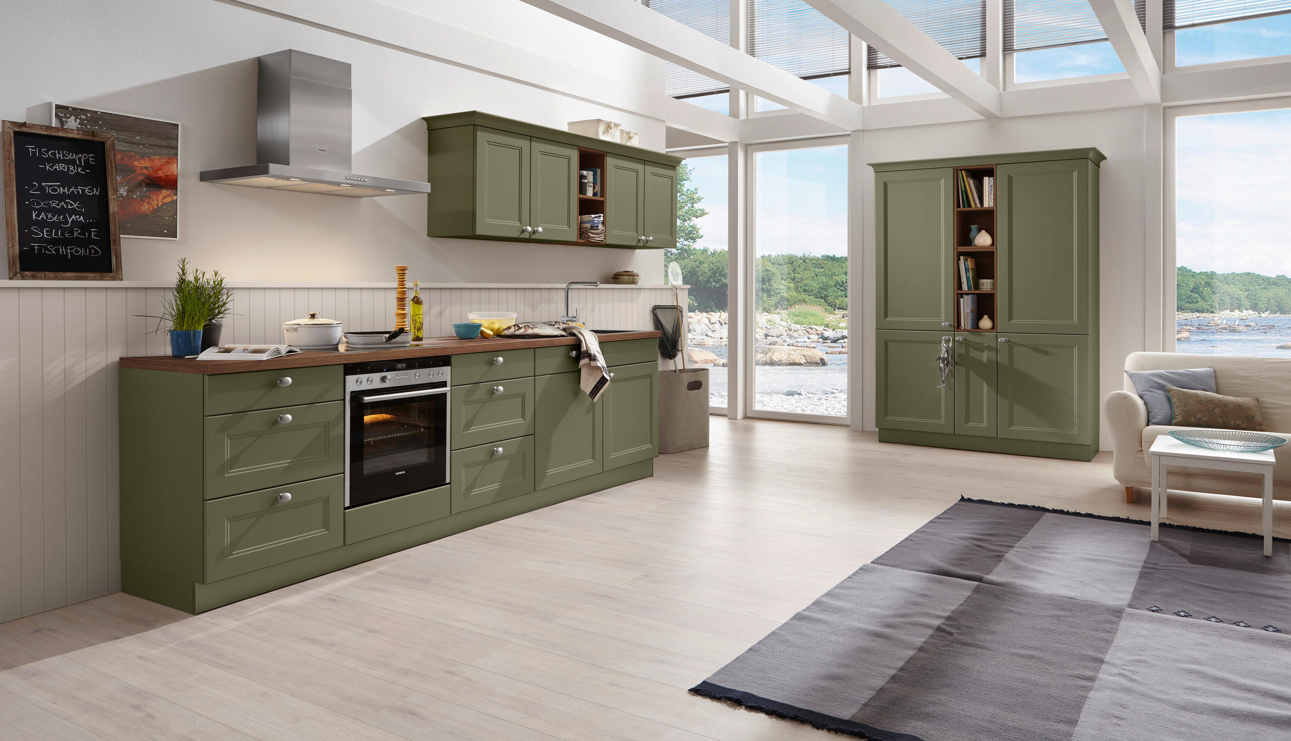 EINBAUKÜCHE WINDSOR LACK  - Olivgrün, Design, Holzwerkstoff - Nolte Küchen