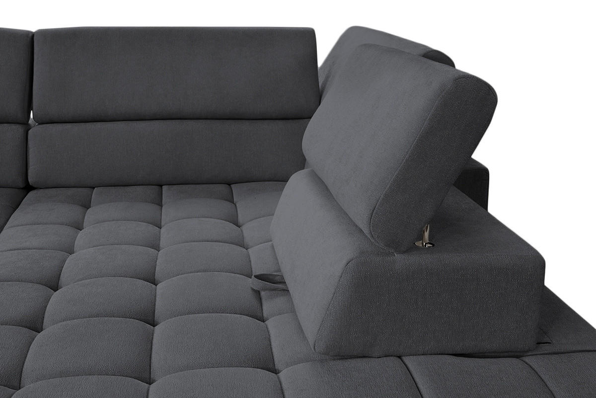 ECKSOFA in Chenille Graphitfarben  - Graphitfarben/Naturfarben, Design, Holz/Textil (307/201cm) - Livetastic