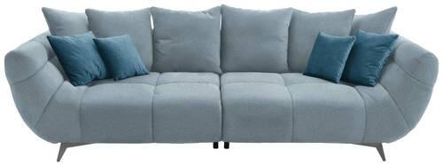BIGSOFA in Webstoff Blau - Blau/Edelstahlfarben, Lifestyle, Textil/Metall (300/79/133cm) - Hom`in