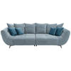 BIGSOFA Webstoff Blau  - Blau/Edelstahlfarben, LIFESTYLE, Textil/Metall (300/79/133cm) - Hom`in