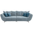 BIGSOFA in Webstoff Blau  - Blau/Edelstahlfarben, LIFESTYLE, Textil/Metall (300/79/133cm) - Hom`in