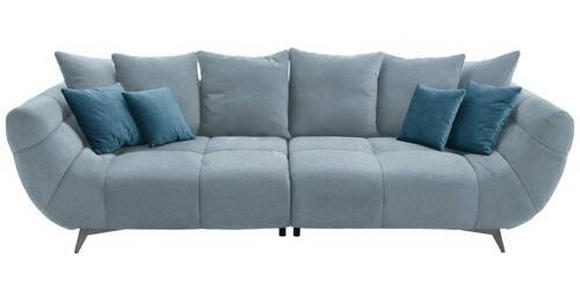 BIGSOFA in Webstoff Blau  - Blau/Edelstahlfarben, LIFESTYLE, Textil/Metall (300/79/133cm) - Hom`in