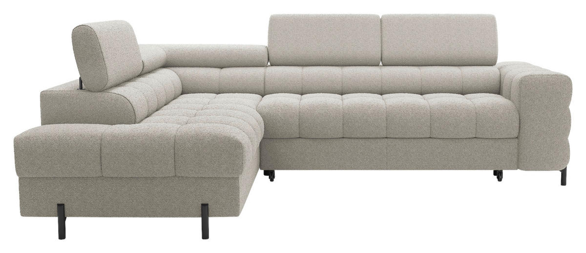 ECKSOFA FERUCCE in Teddystoff Beige  200/276 cm  - Beige/Schwarz, Design, Textil/Metall (200/276cm) - MID.YOU