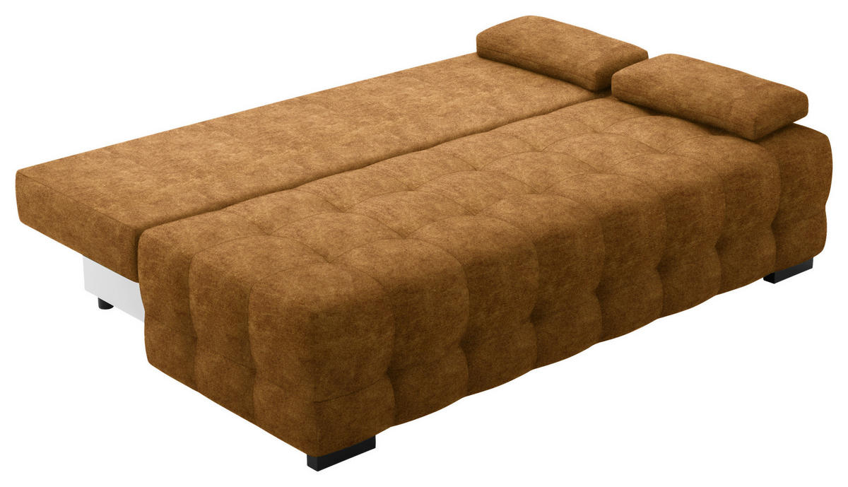 SCHLAFSOFA  in Velours Goldfarben  - Goldfarben/Schwarz, KONVENTIONELL, Kunststoff/Textil (209/96/100cm) - Stylife