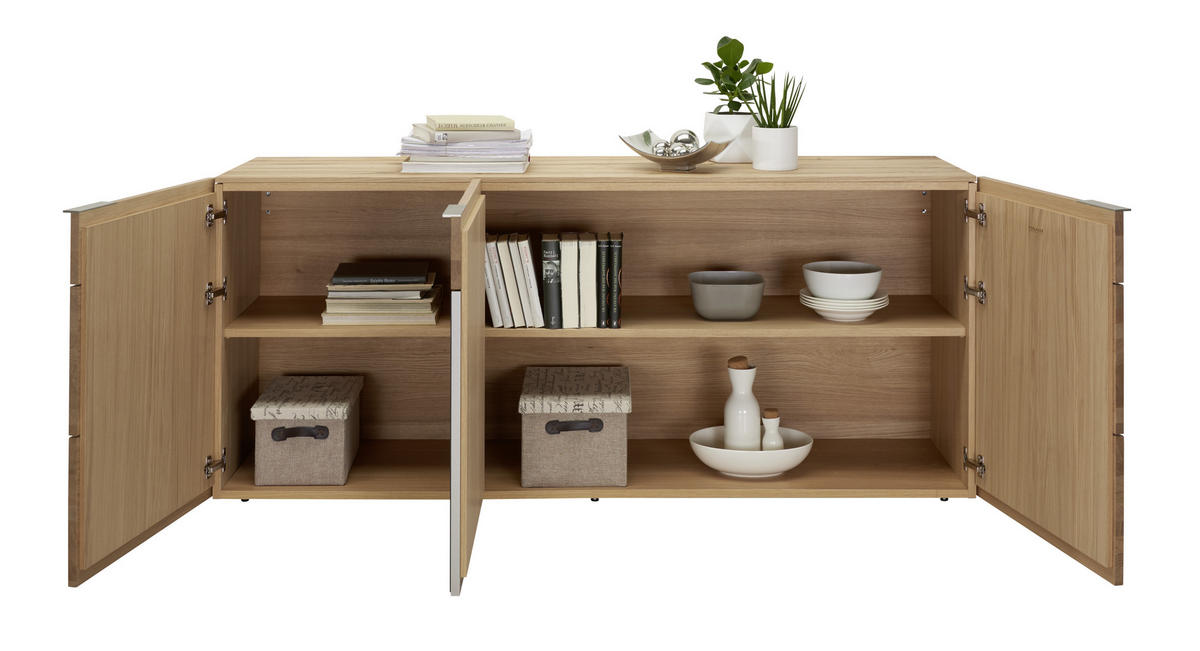 SIDEBOARD V-Alpin  in 192/82/51,6 cm  - Eichefarben/Anthrazit, Natur, Glas/Holz (192/82/51,6cm) - Voglauer