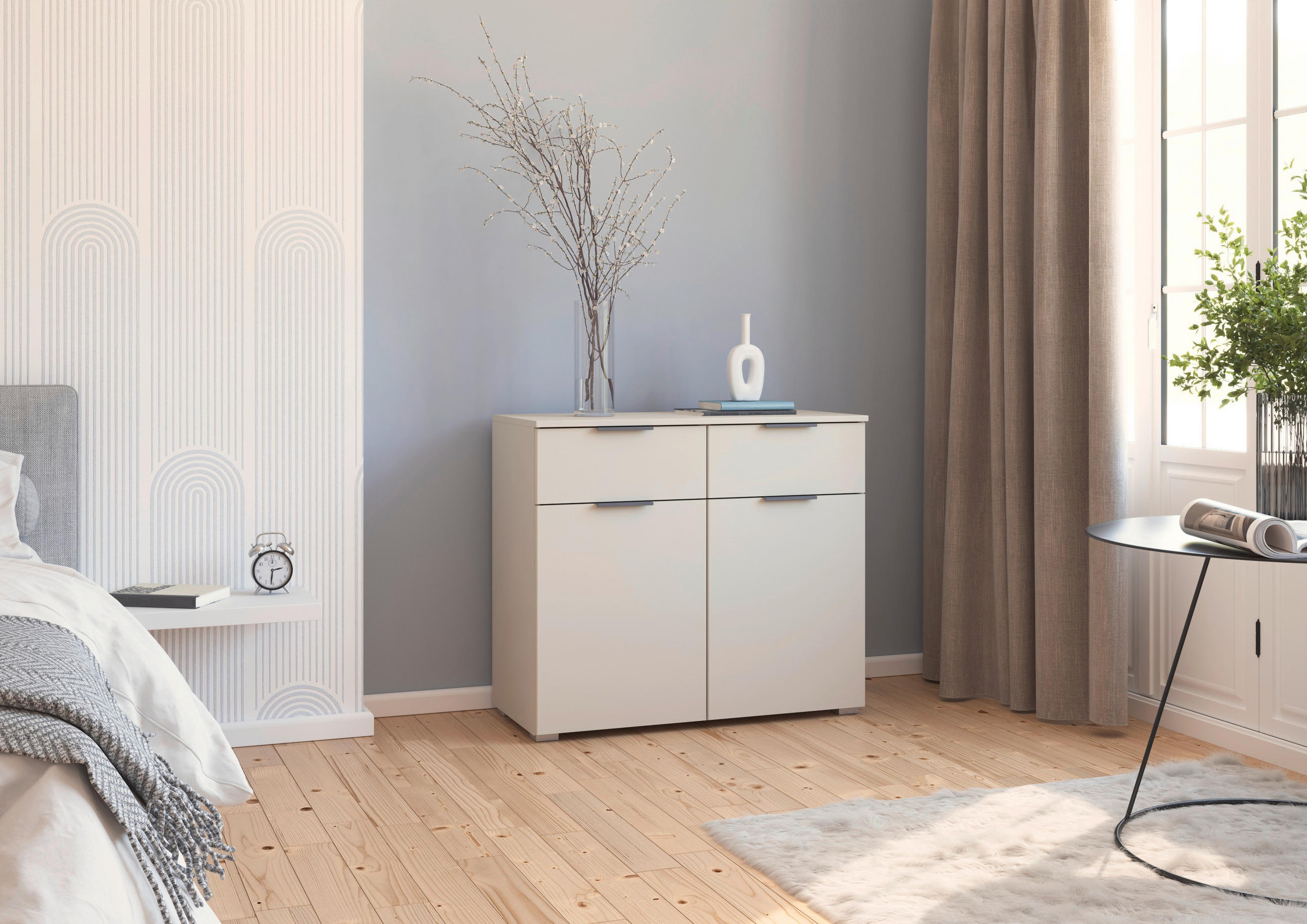 BYRÅ 93/81/42 cm  - aluminiumfärg/champagne, Modern, trämaterial (93/81/42cm) - Rauch Möbel
