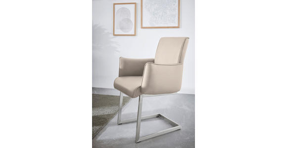 ARMLEHNSTUHL  in Stahl Mikrofaser  - Edelstahlfarben/Creme, Design, Holzwerkstoff/Textil (63/91/60cm) - Dieter Knoll