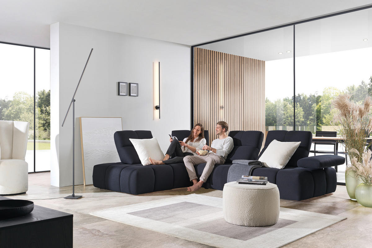 ECKSOFA in Struktur Schwarz  - Schwarz, Design, Kunststoff/Textil (233/313cm) - Emilio Belluti