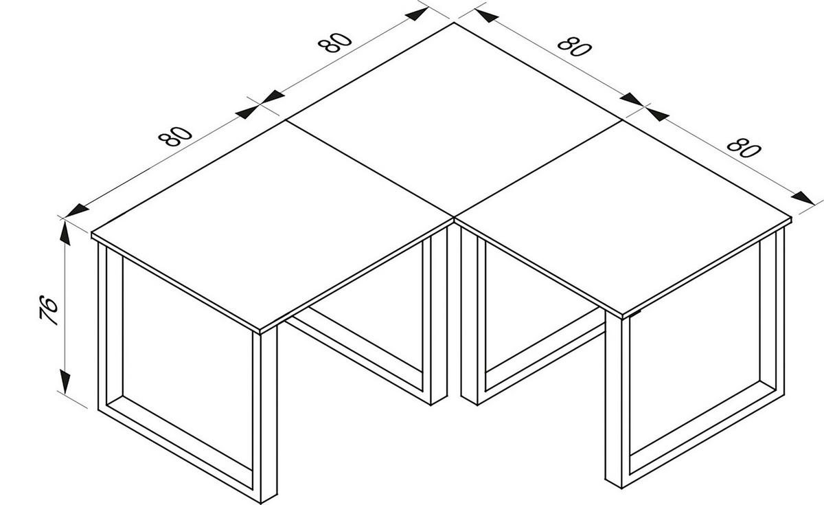ECKSCHREIBTISCH 160/80/76 cm  in Schwarz, Weiß  - Schwarz/Weiß, MODERN, Holzwerkstoff/Metall (160/80/76cm) - MID.YOU