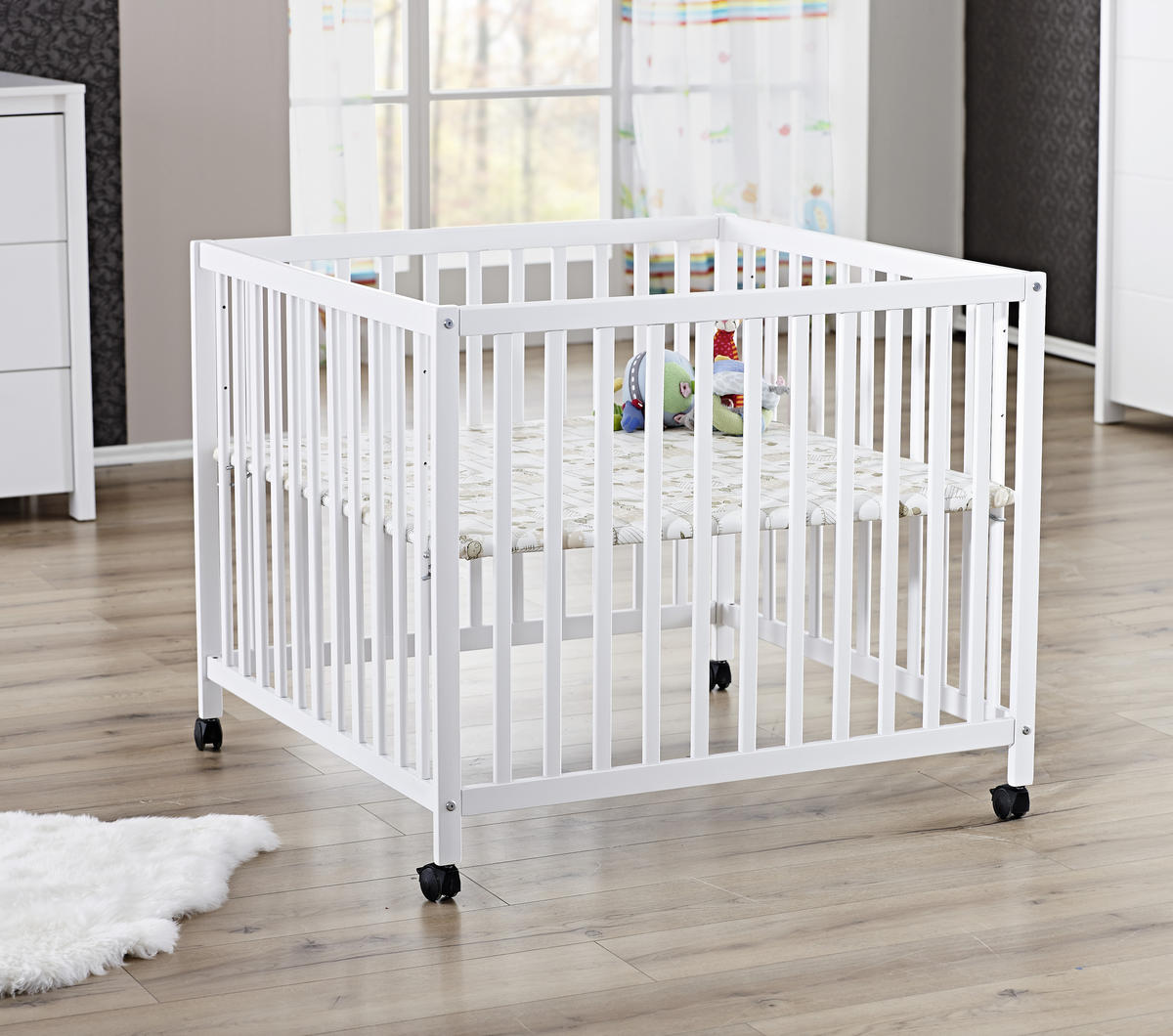 LAUFGITTER  97/97/70 cm  - Weiss, Lifestyle, Holz/Kunststoff (97/97/70cm) - My Baby Lou