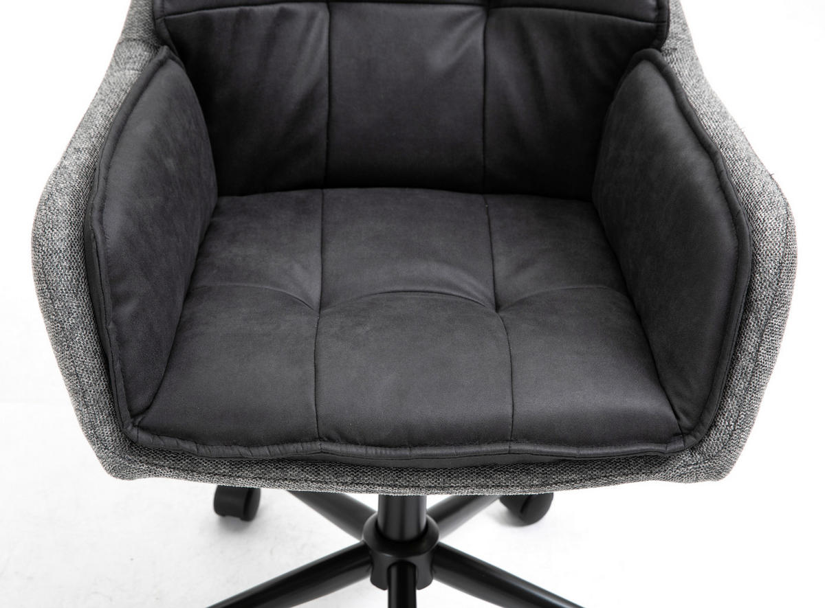 DREHSTUHL Webstoff Grau  - Schwarz/Grau, MODERN, Kunststoff/Textil (64/92/62cm) - MID.YOU