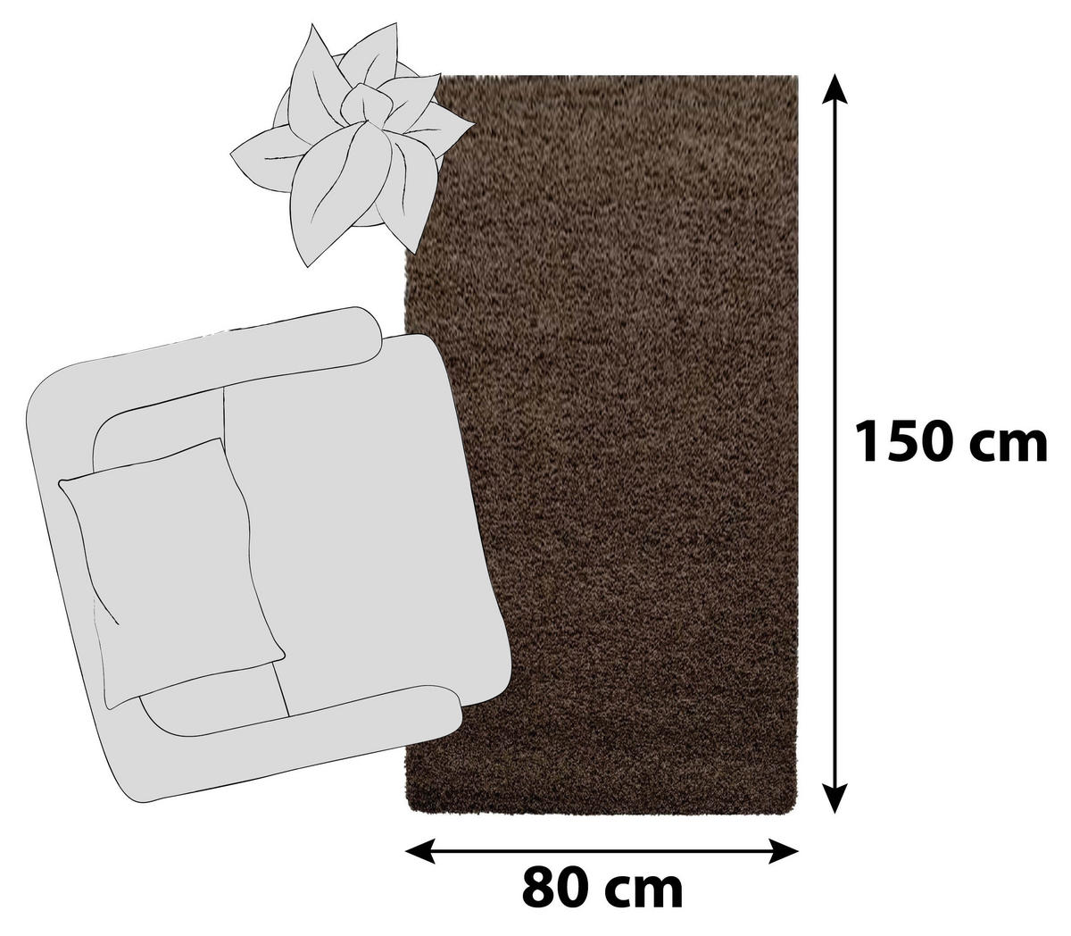 KOBEREC S VYSOKÝM VLASEM, 80/150 cm, hnědá - hnědá, Konvenční, textil (80/150cm) - Novel