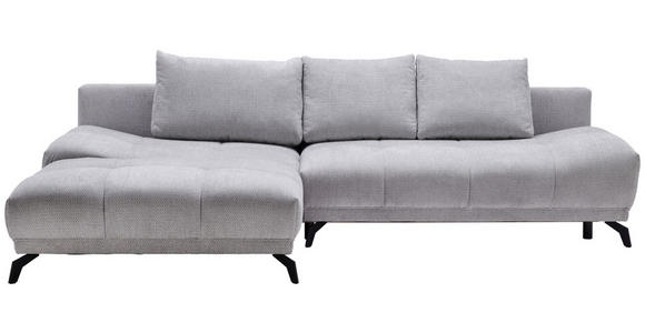 ECKSOFA in Chenille Grau  - Schwarz/Grau, MODERN, Textil/Metall (182/290cm) - Hom`in