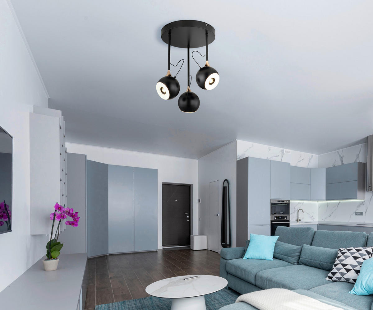 STROPNÍ LED SVÍTIDLO, 32,5/42 cm  - bílá/černá, Design, kov/plast (32,5/42cm) - Globo