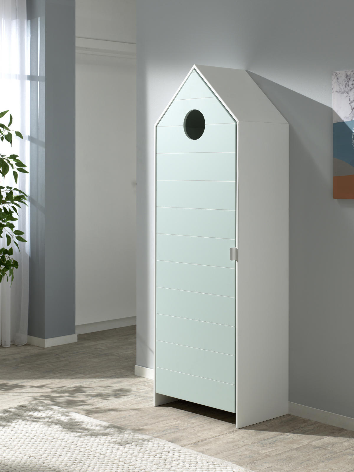  KINDERKLEIDERSCHRANK Weiß, Mintgrün  - Weiß/Mintgrün, MODERN, Holzwerkstoff (57,6/171,3/37cm) - MID.YOU