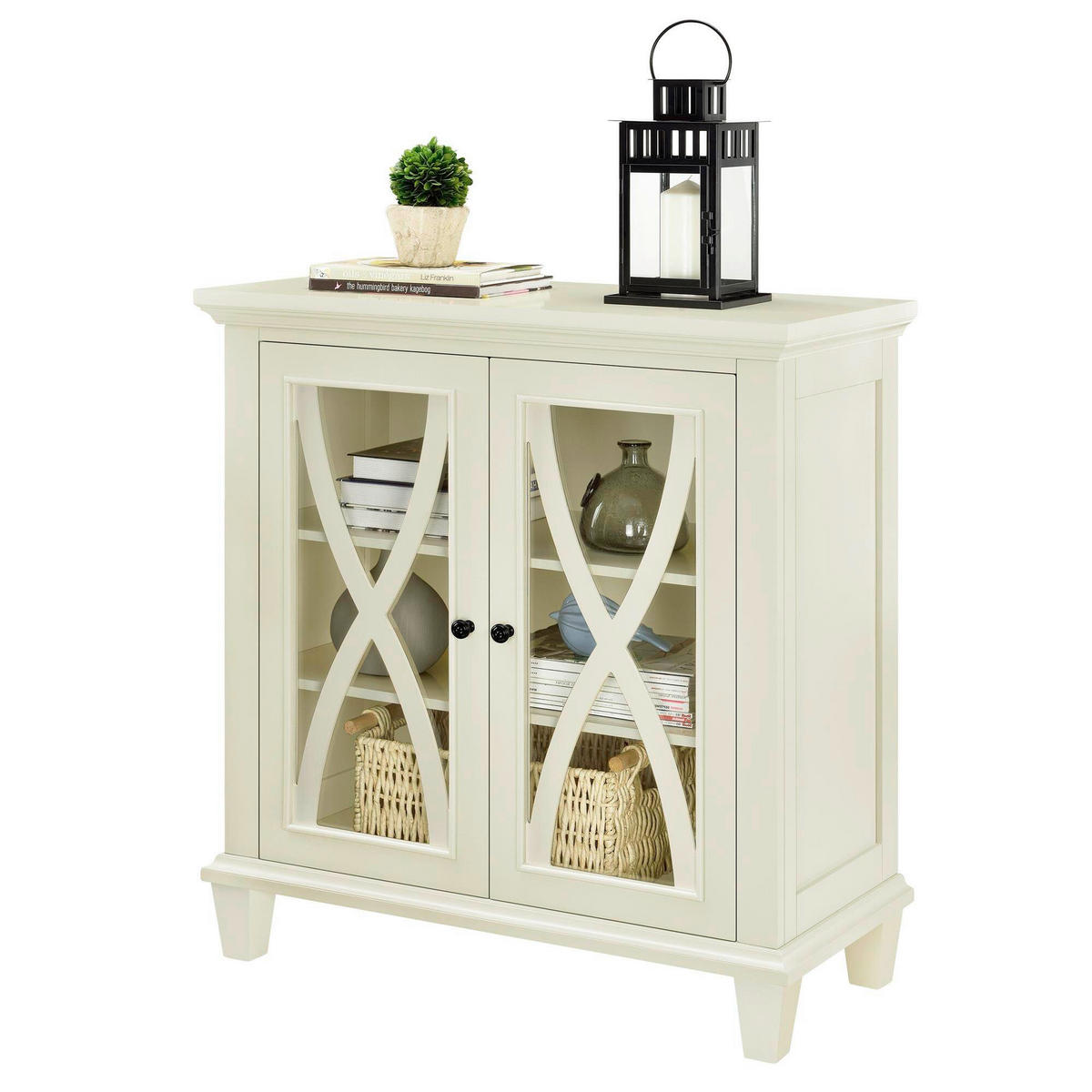 KOMMODE Ellington  in 79/85/37 cm  - Elfenbein/Schwarz, Design, Glas/Holzwerkstoff (79/85/37cm) - MID.YOU