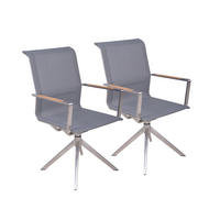 GARTENSTUHL-SET Holz, Metall, Kunststoff Grau, Naturfarben, Silberfarben  - Silberfarben/Naturfarben, Basics, Holz/Kunststoff (63/95/54cm) - Gardenson