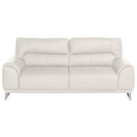 3-SITZER-SOFA Lederlook Weiß  - Chromfarben/Weiß, MODERN, Textil/Metall (210/92/96cm) - MID.YOU