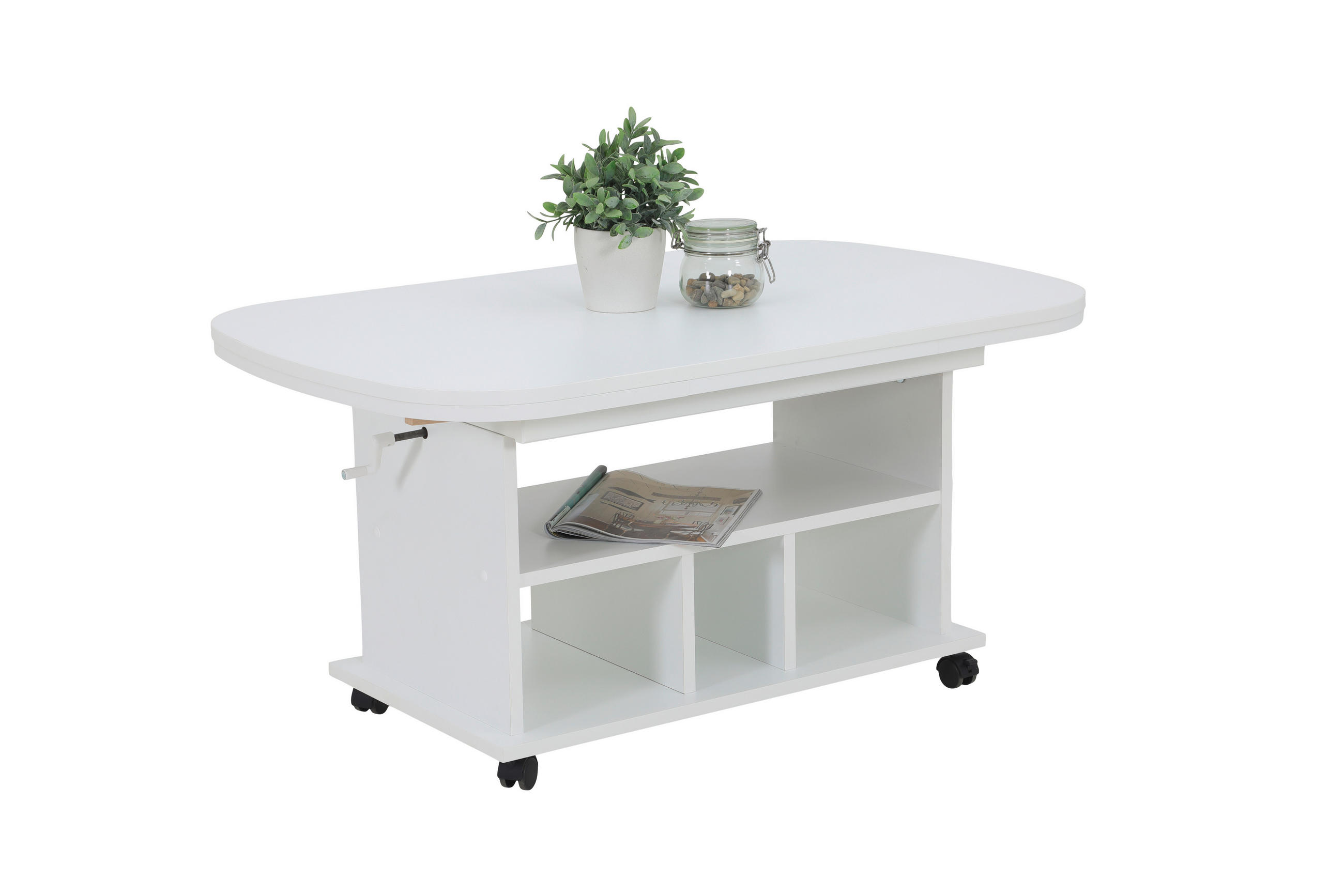 COUCHTISCH 107/67/53 cm Weiß  - Weiß, Design, Holzwerkstoff (107/67/53cm) - Livetastic
